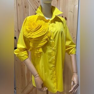 Women's Yellow Statement Ruffle Blouse